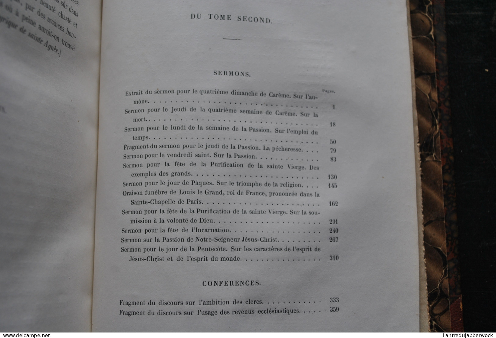 Oeuvres choisies de MASSILLON Précédée d'une étude par Frédéric Godefroy 2 TOMES 1868 Reliures dos et coins en cuir