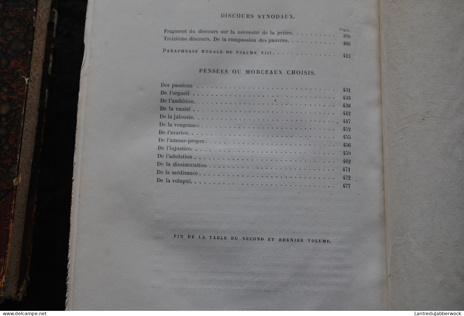 Oeuvres choisies de MASSILLON Précédée d'une étude par Frédéric Godefroy 2 TOMES 1868 Reliures dos et coins en cuir