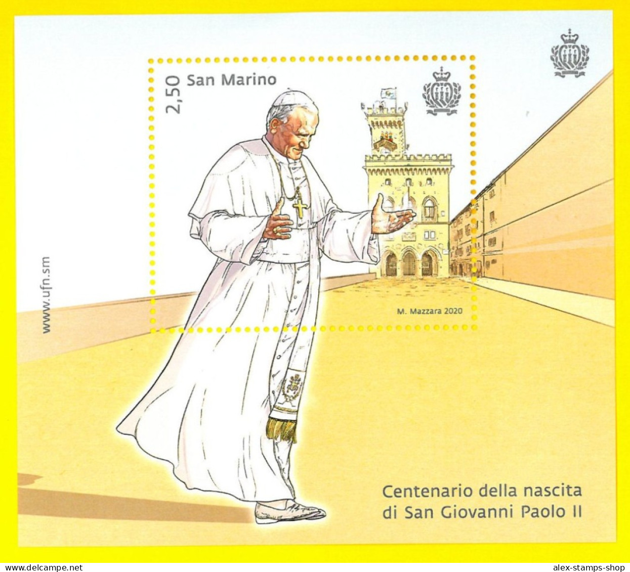 SAN MARINO 2020 Foglietto PAPA GIOVANNI PAOLO II WOJTYLA NUOVO - New Sheet - Ungebraucht