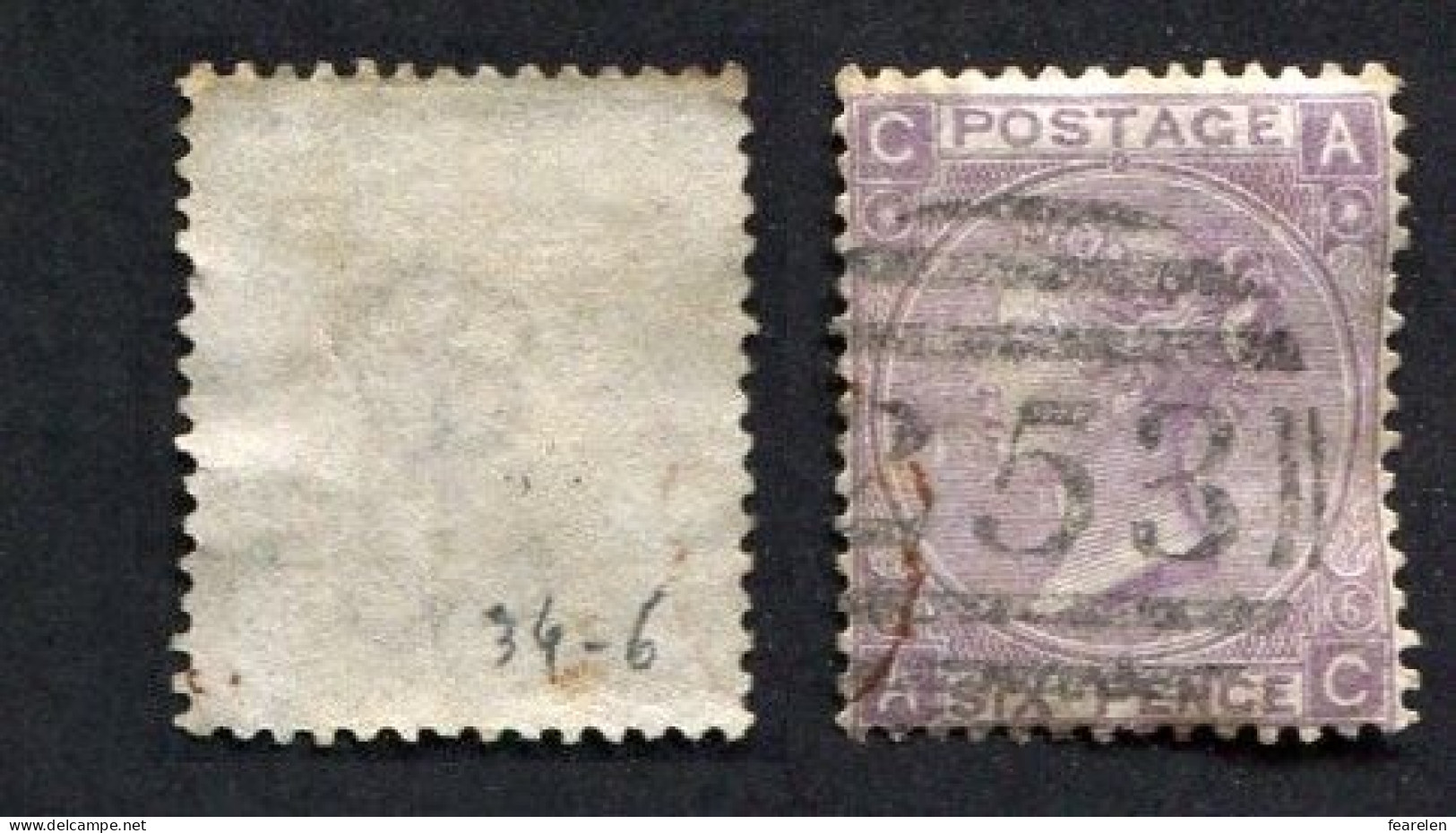 Grande Bretagne, N°34 Oblitéré Planche 6, Victoria, Great Britain, Qualité Très Beau - Used Stamps