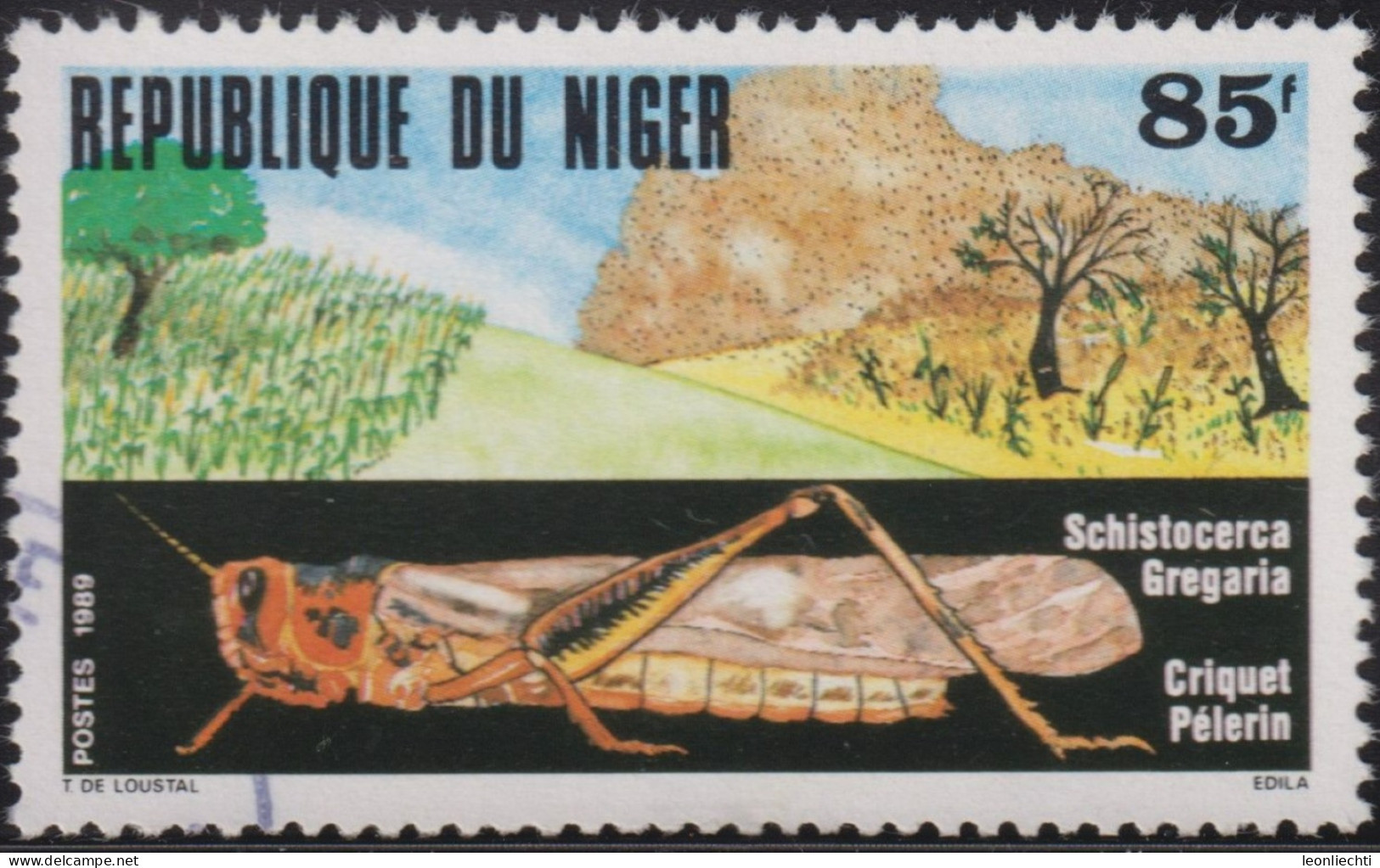 1989 Niger ° Mi:NE 1074, Sn:NE 805, Yt:NE 779, Sg:NE 1175, Schistocerca Gregaria, Heuschrecke - Niger (1960-...)