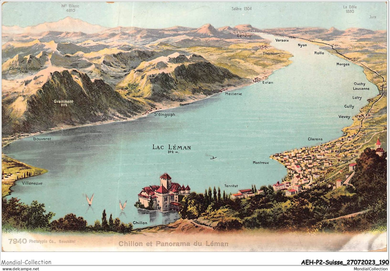 AEHP2-0189- SUISSE - LAC LEMAN - CHILLON ET PANORAMA DU LEMAN  - Léman (Lac)