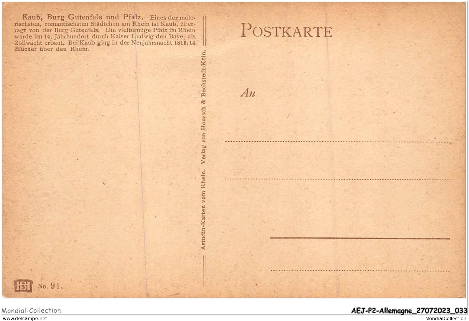 AEJP2-0106 - ALLEMAGNE - KAUB - BURG GUTENFELS UND PFALZ - Kaub