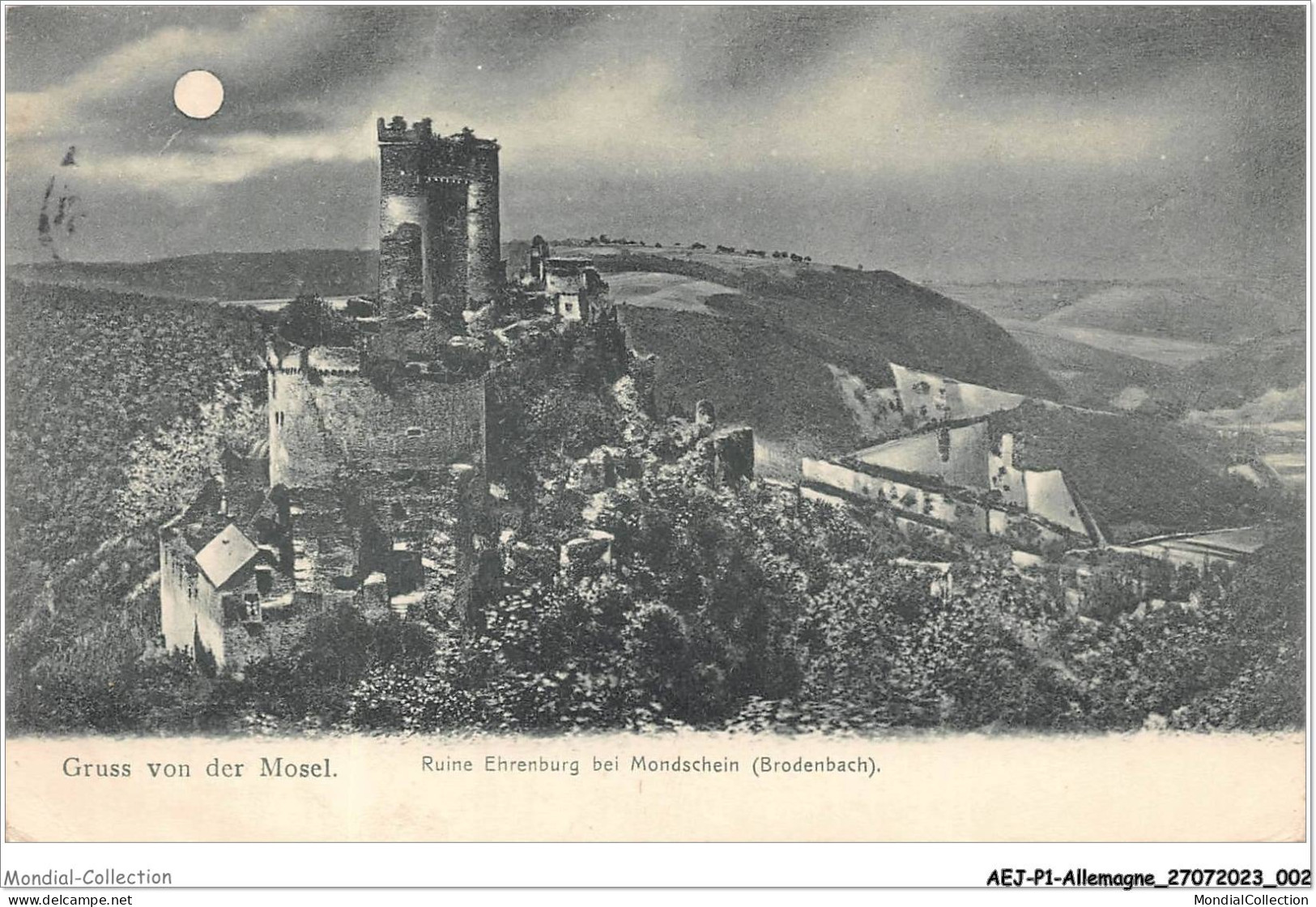 AEJP1-0002 - ALLEMAGNE - GRUSS VON DER MOSEL - RUINE EHRENBURG BEI MONDSCHEIN - Mayen