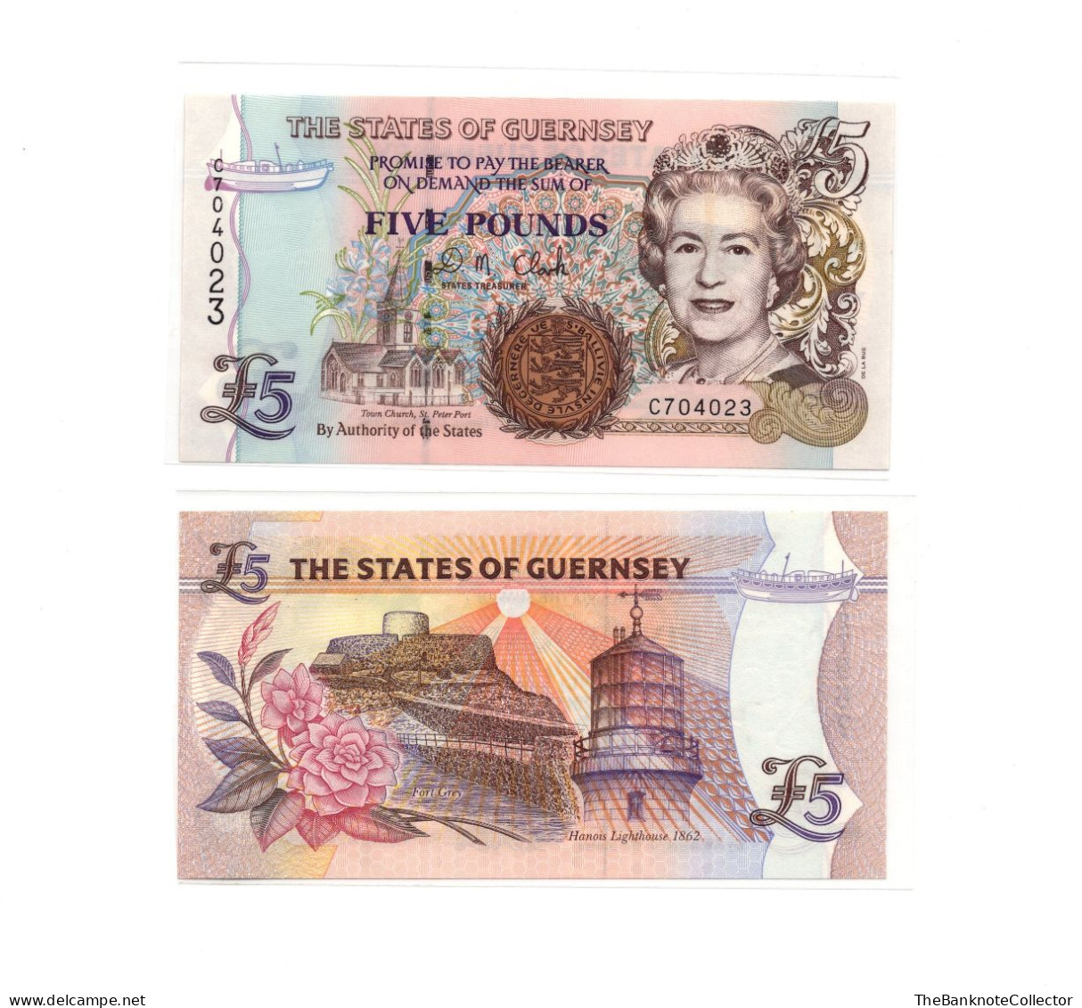 Guernsey 5 Pounds ND1996 QEII P-56 UNC - Guernsey