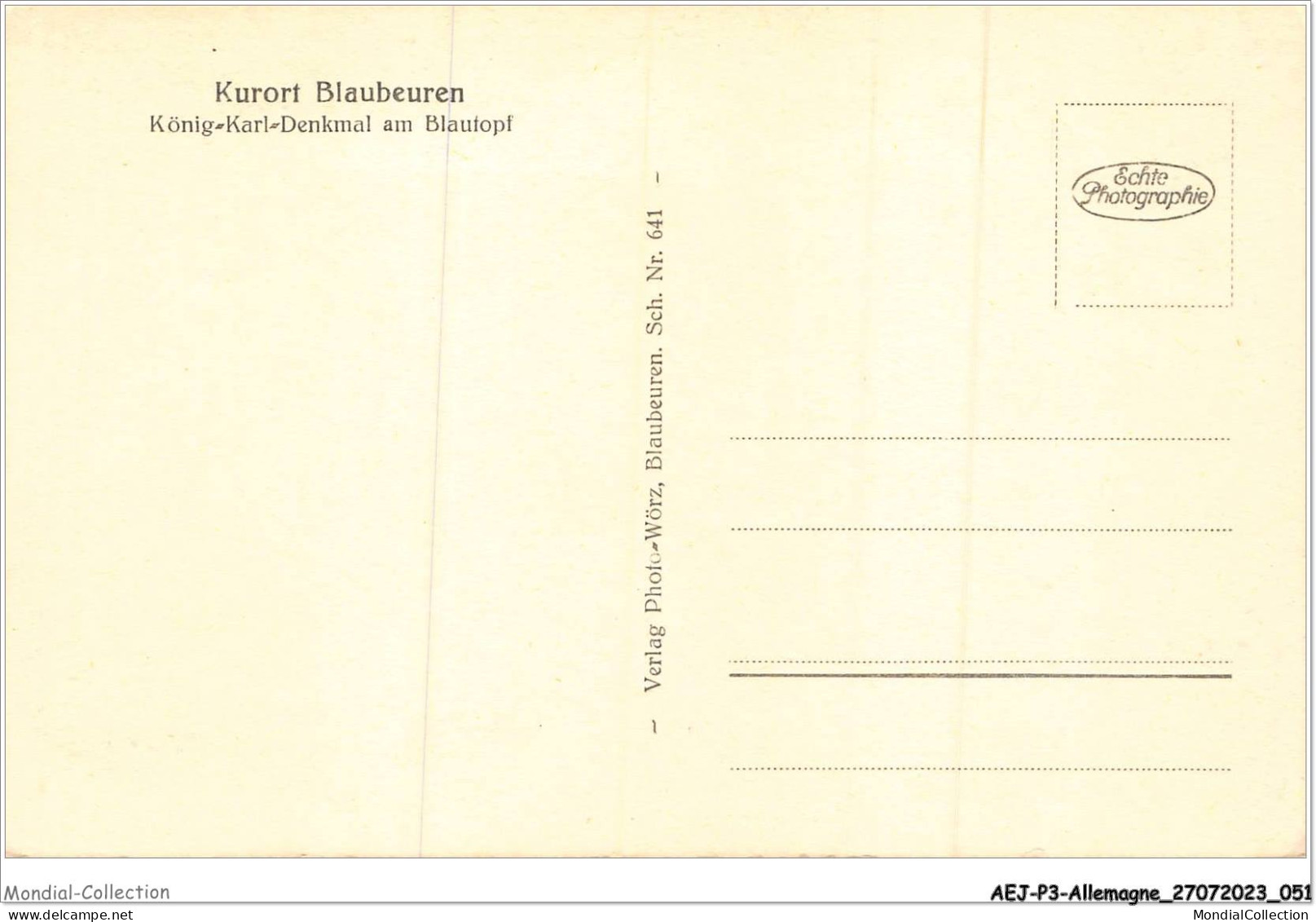 AEJP3-0201 - ALLEMAGNE - KURORT BLAUBEUREN - KONIG-KARL-DENMAL AM BLAUTOPL - Blaubeuren