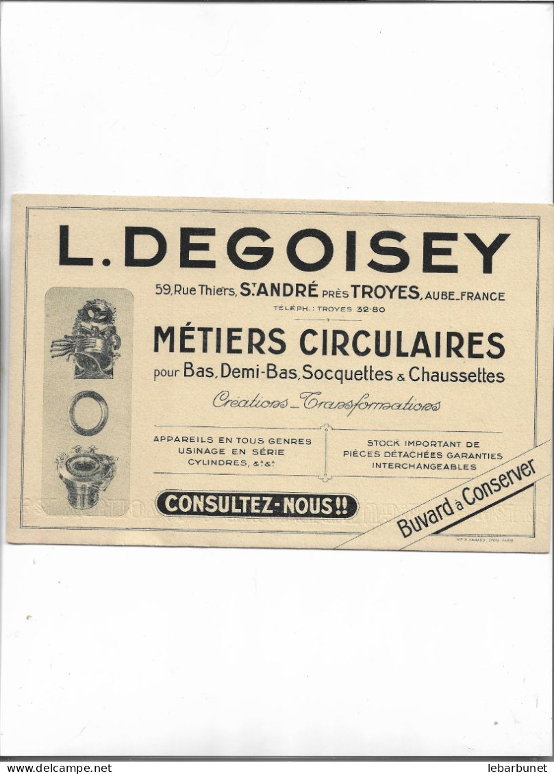 Buvard Ancien Bonneterie L.Degoisey  Métiers Circulaires - B