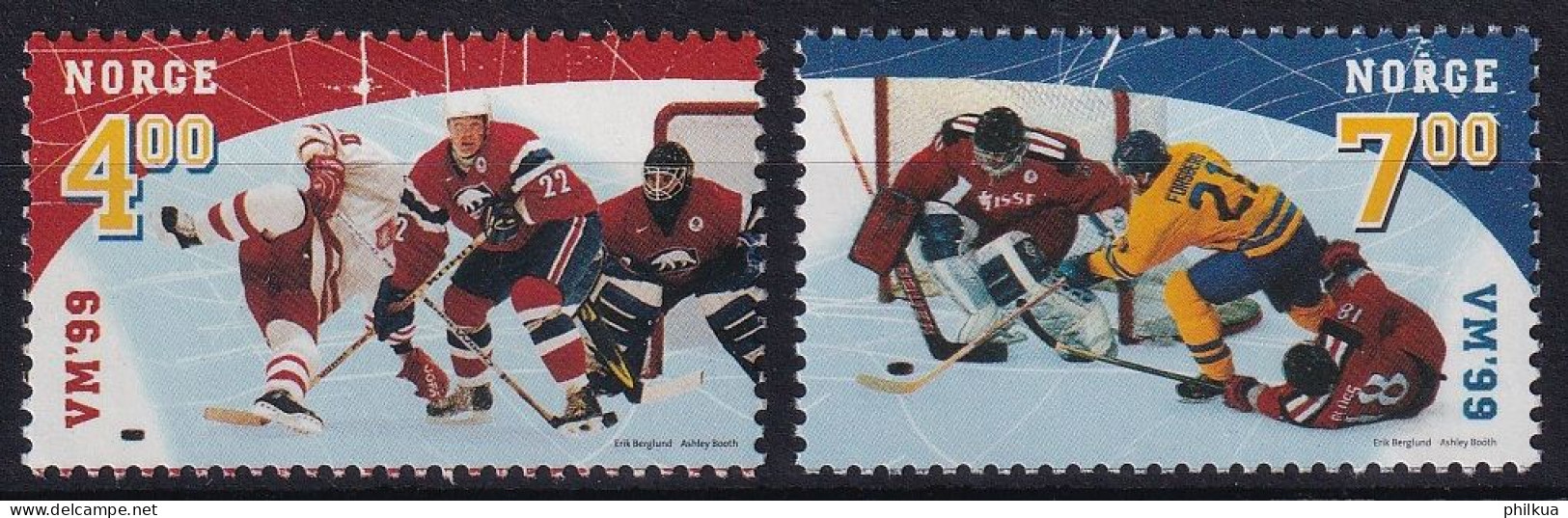 MiNr. 1310 - 1311 Norwegen 1999, 12. April. Eishockey-Weltmeisterschaft - Postfrisch/**/MNH - Neufs