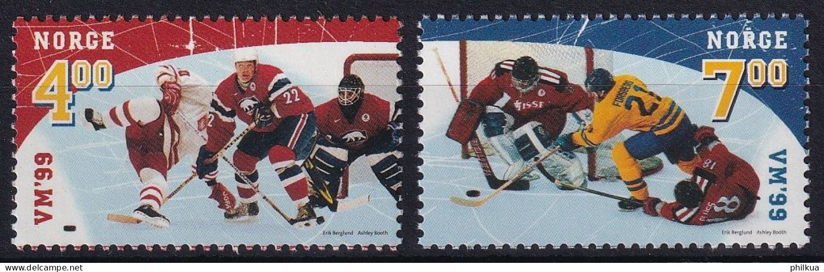 MiNr. 1310 - 1311 Norwegen 1999, 12. April. Eishockey-Weltmeisterschaft - Postfrisch/**/MNH - Unused Stamps