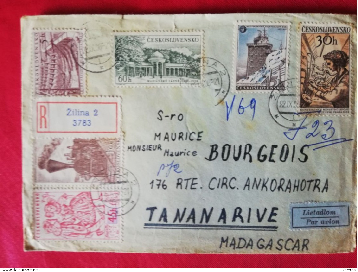 Lettre De Tchécoslovaquie Pour Tananarive Madagascar - Lettres & Documents