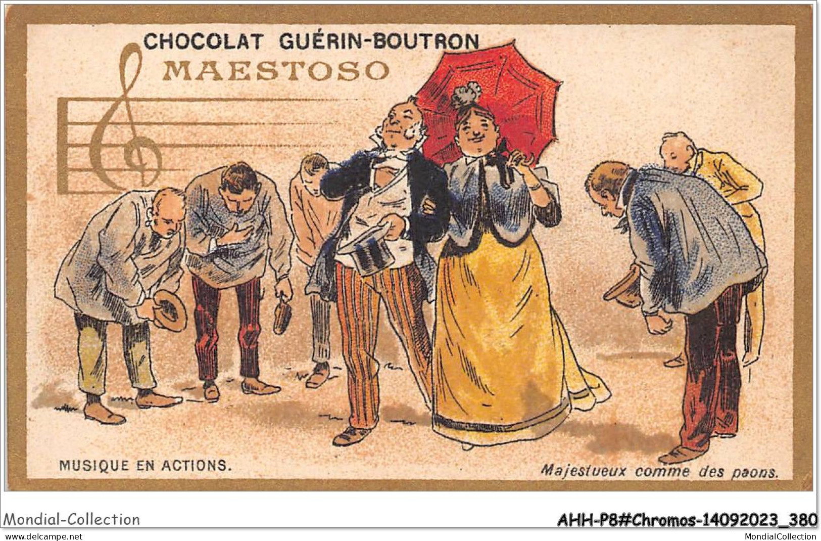 AHHP8-1591 - CHROMOS - CHOCOLAT-GUERIN-BOUTRON - PARIS - Musique En Actions  - Majestieux Comme Des Paons - 10,5 X 7cm - Guérin-Boutron