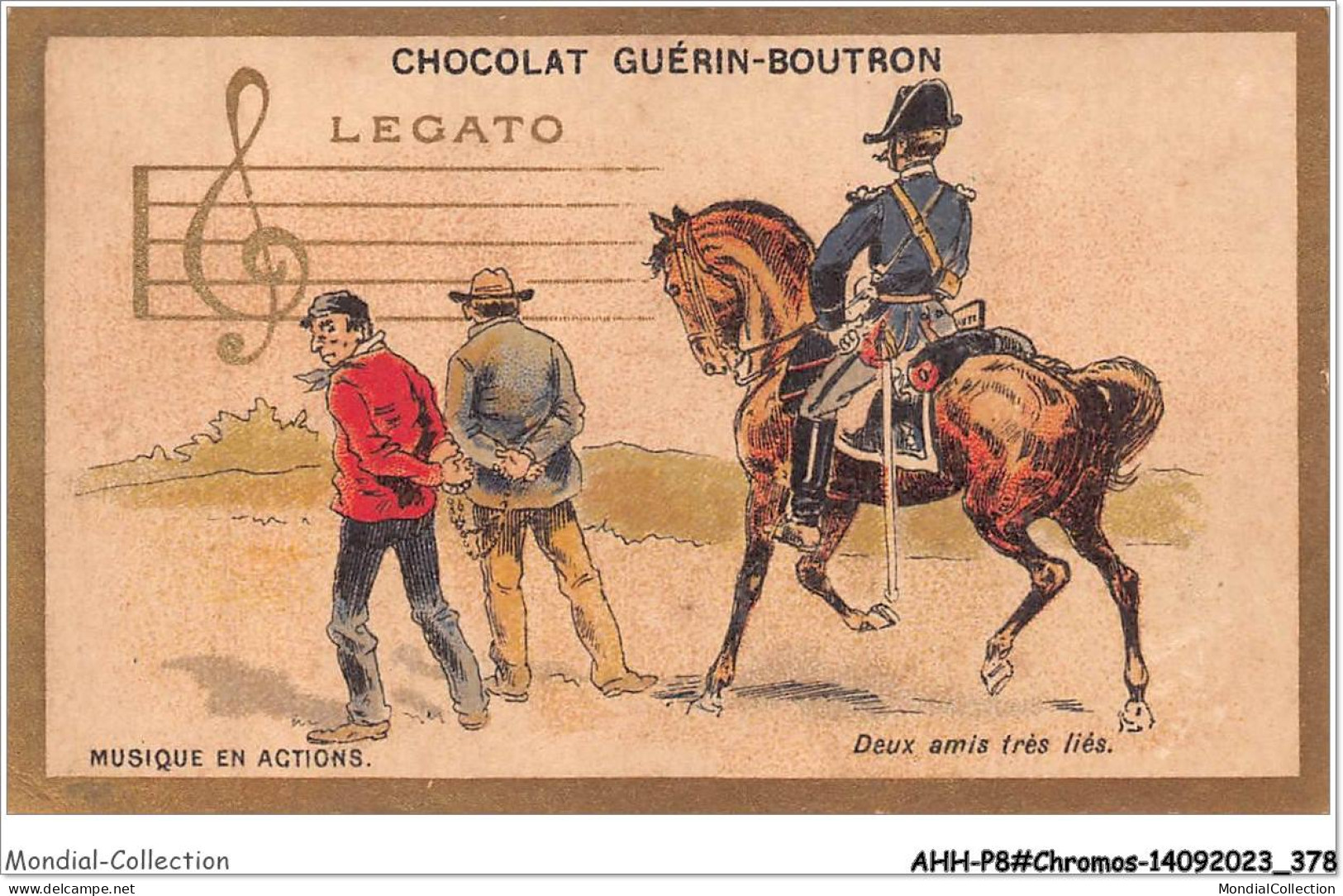 AHHP8-1590 - CHROMOS - CHOCOLAT-GUERIN-BOUTRON - PARIS - Musique En Actions  - Deux Amis Tres Lies - 10,5 X 7cm - Guérin-Boutron