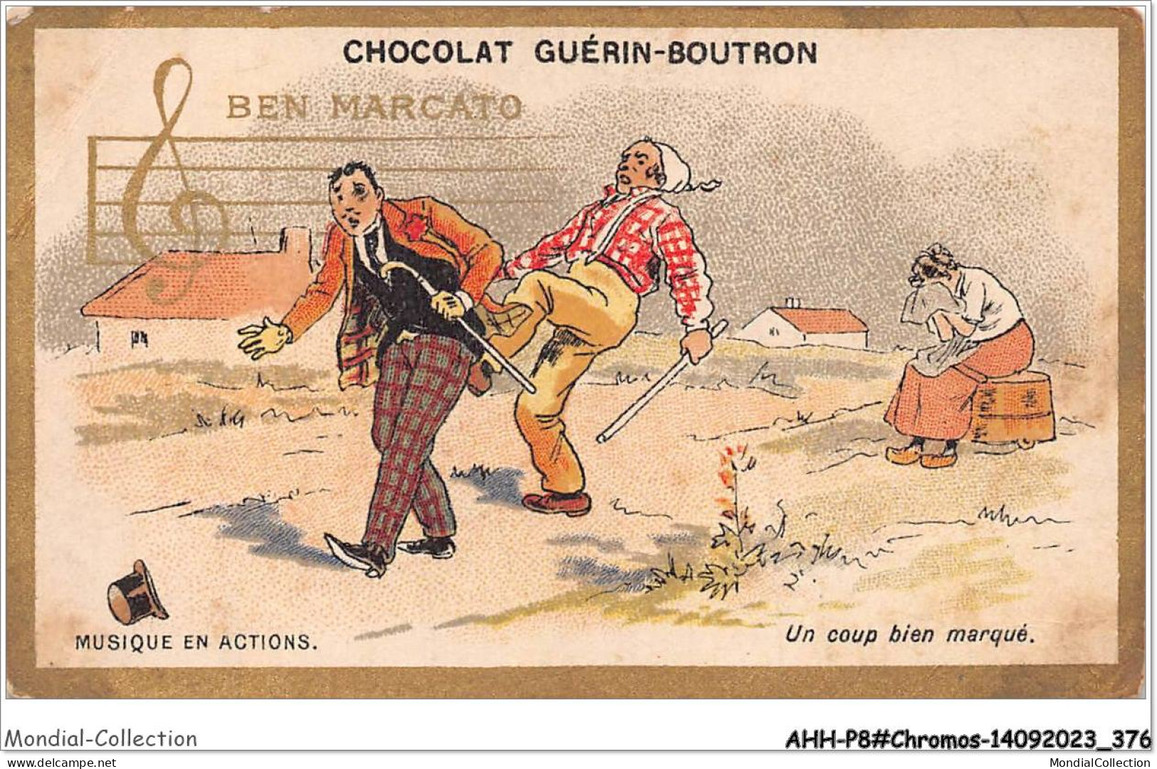 AHHP8-1589 - CHROMOS - CHOCOLAT-GUERIN-BOUTRON - PARIS - Musique En Actions  - Un Coup Bien Marque - 10,5 X 7cm - Guérin-Boutron