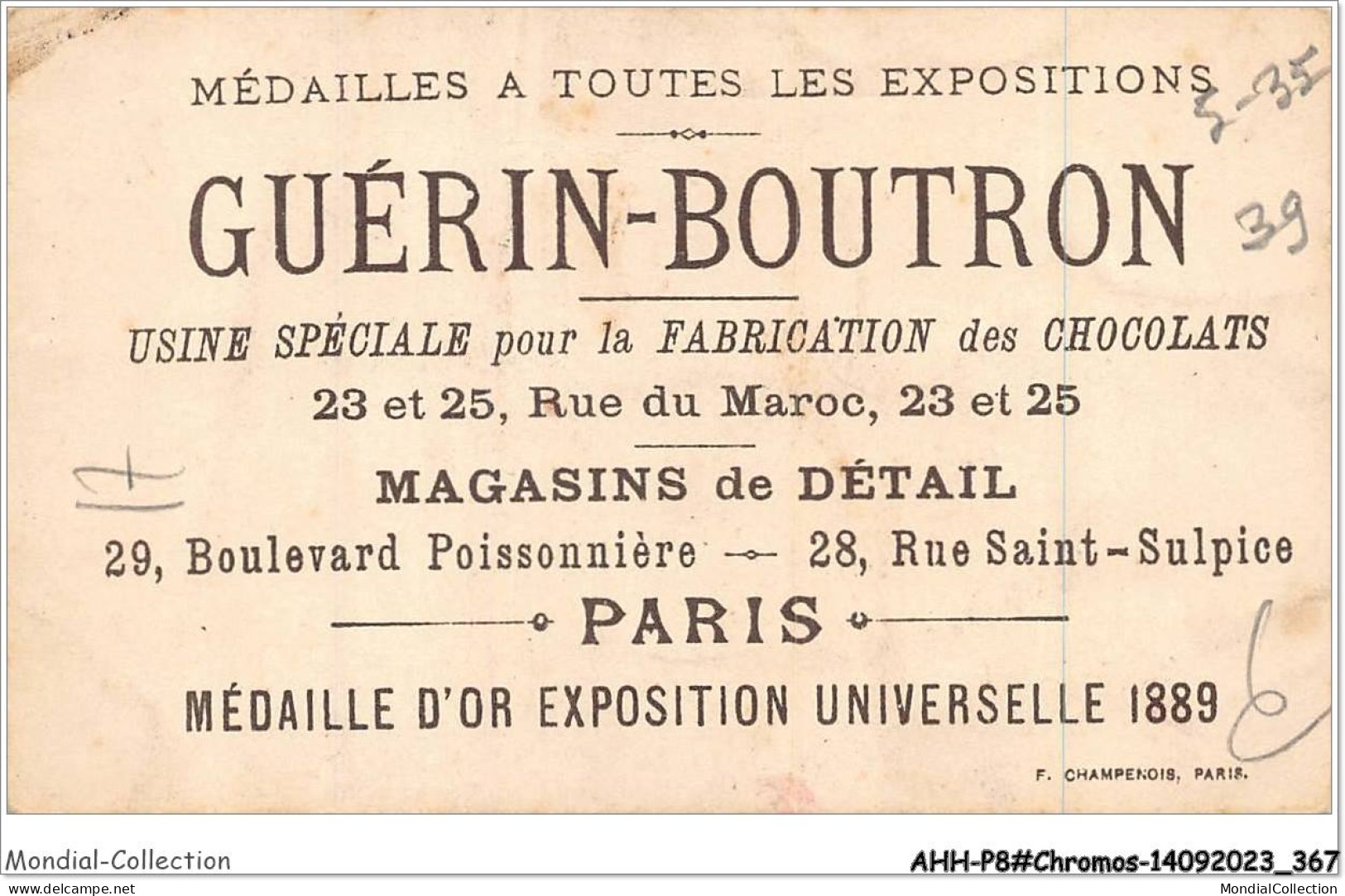 AHHP8-1584 - CHROMOS - CHOCOLAT-GUERIN-BOUTRON - PARIS - L'union Fait La Force - 10,5 X 7cm - Guérin-Boutron