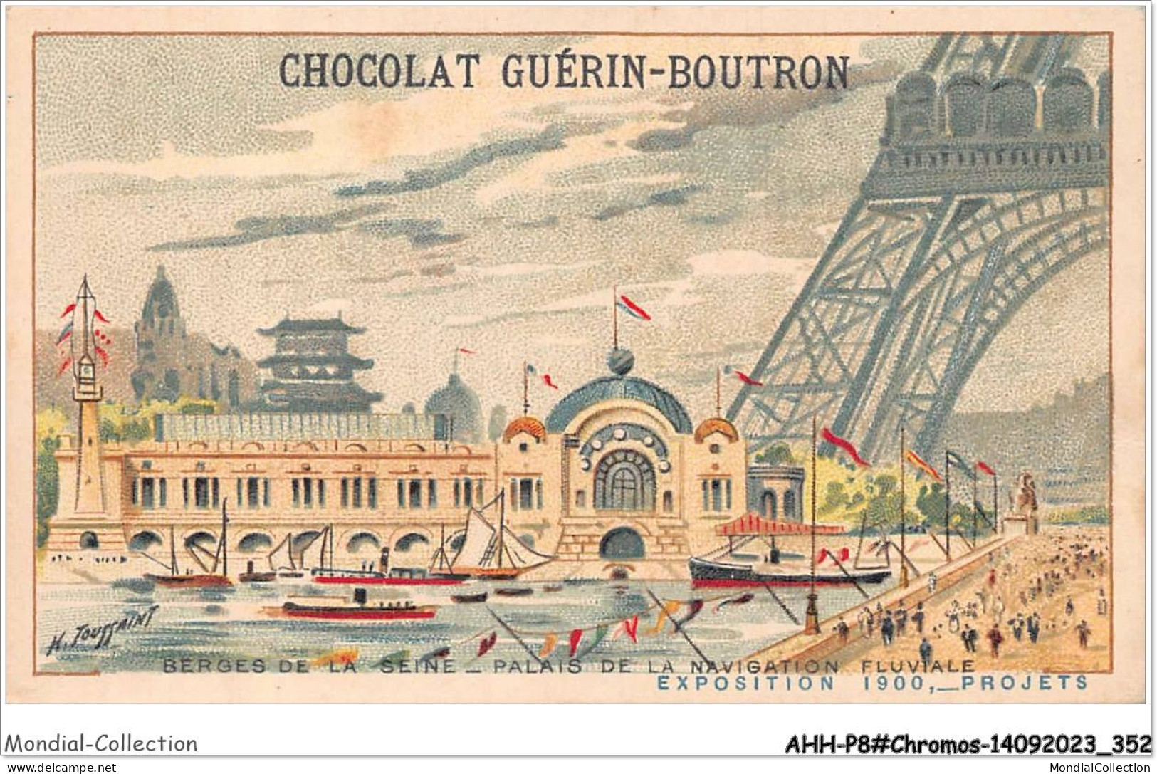 AHHP8-1577 - CHROMOS - CHOCOLAT-GUERIN-BOUTRON - PARIS - Berges De La Seine - Palais De La Navigation Fluvi - 10,5 X 7cm - Guérin-Boutron