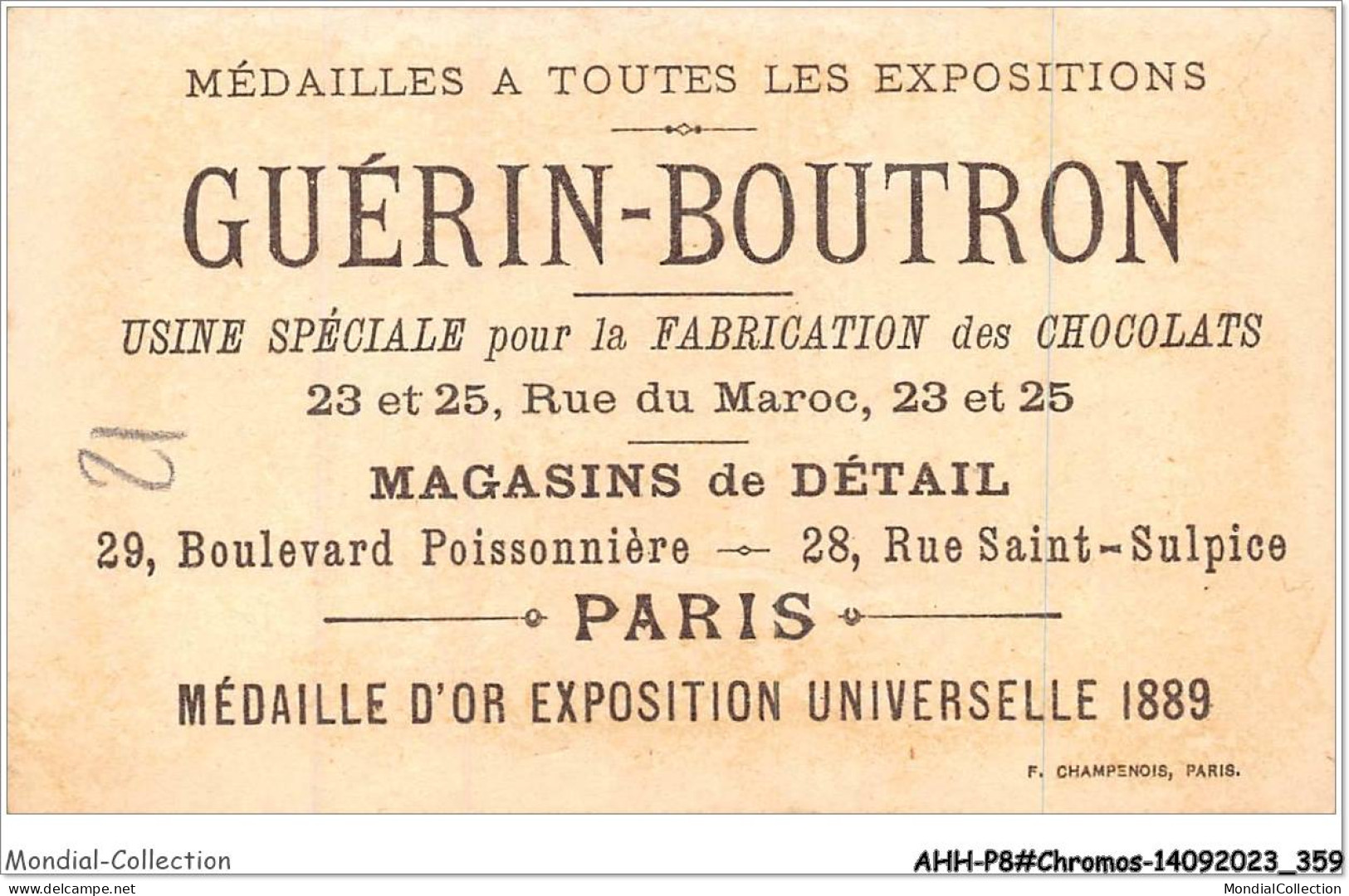 AHHP8-1580 - CHROMOS - CHOCOLAT-GUERIN-BOUTRON - PARIS - Une Paire D'amis - 10,5 X 7cm - Guérin-Boutron