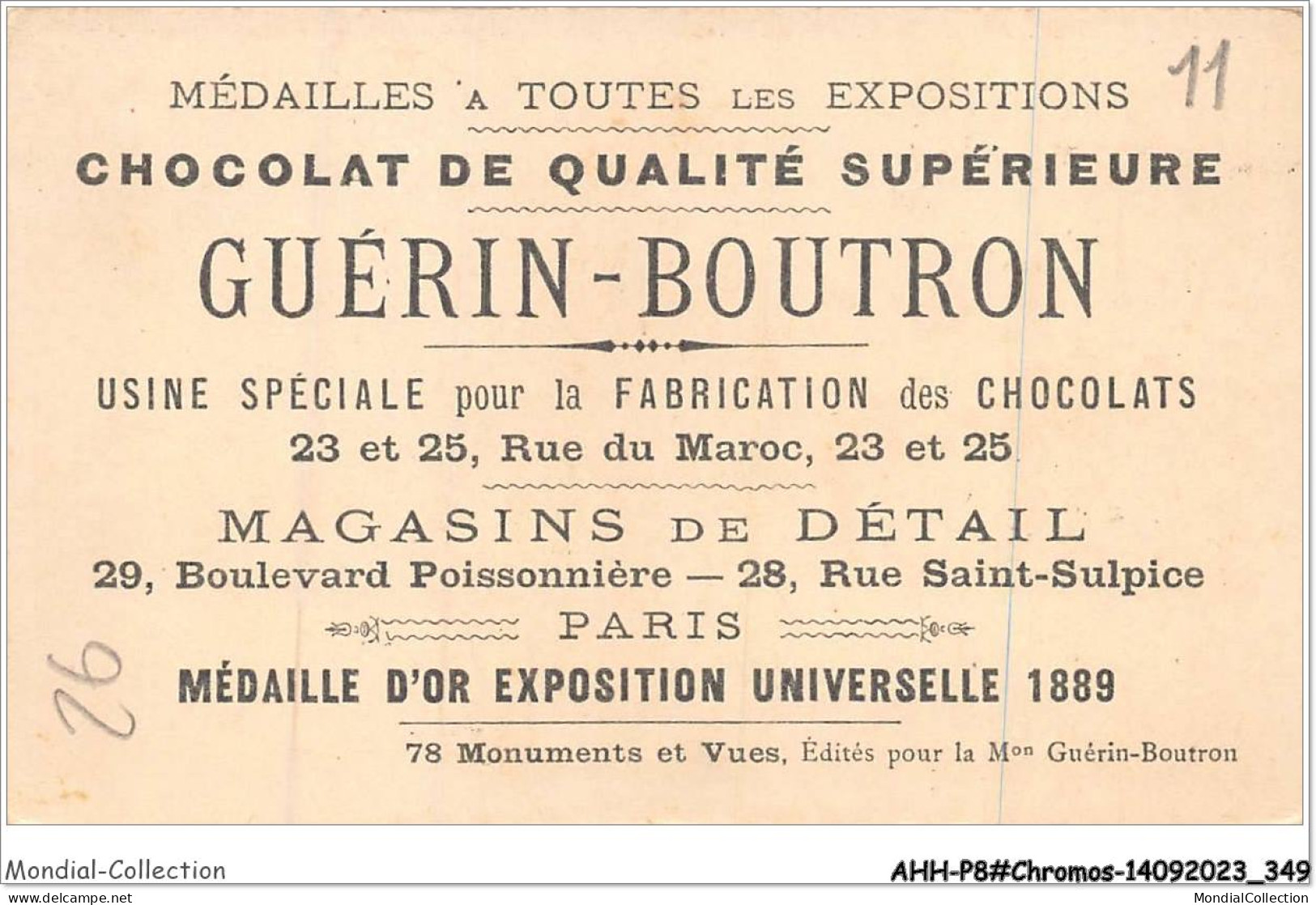 AHHP8-1575 - CHROMOS - CHOCOLAT-GUERIN-BOUTRON - PARIS - Champ De Mars -interieur Du Mareorama - 10,5 X 7cm - Guérin-Boutron