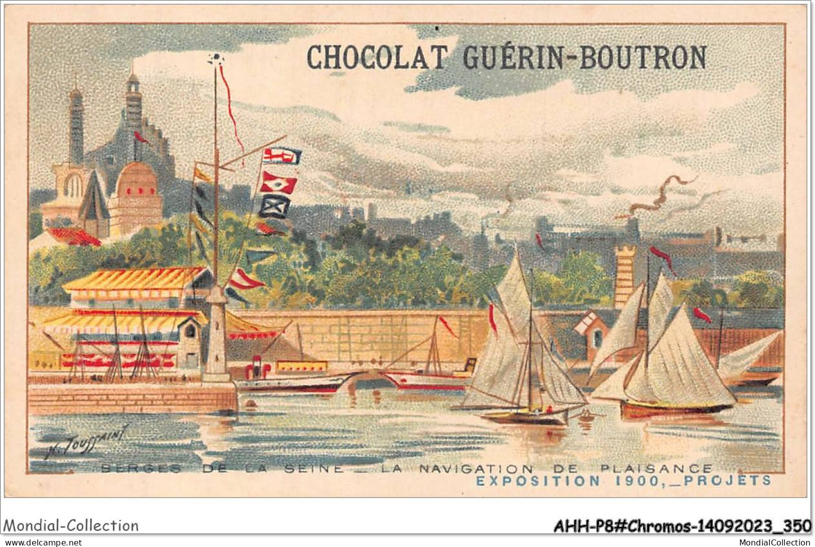 AHHP8-1576 - CHROMOS - CHOCOLAT-GUERIN-BOUTRON - PARIS - Berges De La Seine - La Navigation De Plaisance - 10,5 X 7cm - Guérin-Boutron