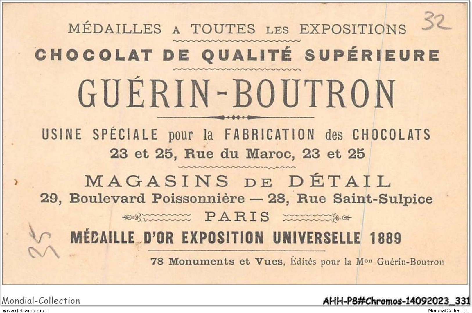 AHHP8-1566 - CHROMOS - CHOCOLAT-GUERIN-BOUTRON - PARIS - Cour La Reine - Aquarium - 10,5 X 7cm - Guérin-Boutron