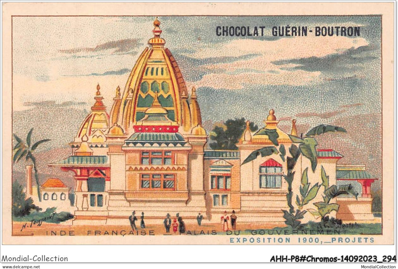 AHHP8-1548 - CHROMOS - CHOCOLAT-GUERIN-BOUTRON - PARIS - Inde Francaise - Palais Du Gouvernement - 10,5 X 7cm - Guérin-Boutron