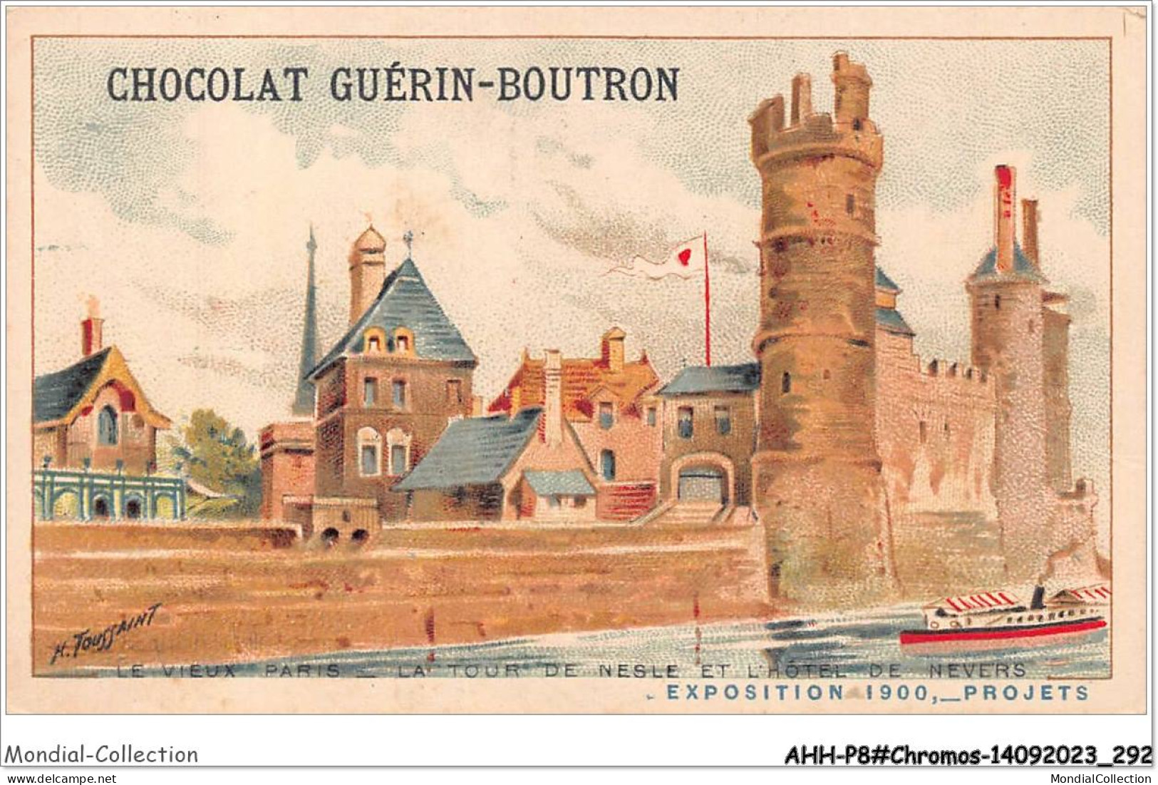 AHHP8-1547 - CHROMOS - CHOCOLAT-GUERIN-BOUTRON - PARIS - Le Vieux Paris - La Tour De Nesle Et L'hotel - 10,5 X 7cm - Guérin-Boutron