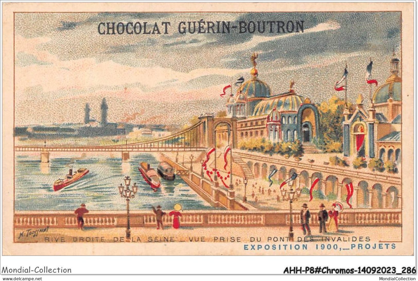 AHHP8-1544 - CHROMOS - CHOCOLAT-GUERIN-BOUTRON - PARIS - Rive Droite De La Seine - Vue Prise Du Pont  - 10,5 X 7cm - Guérin-Boutron