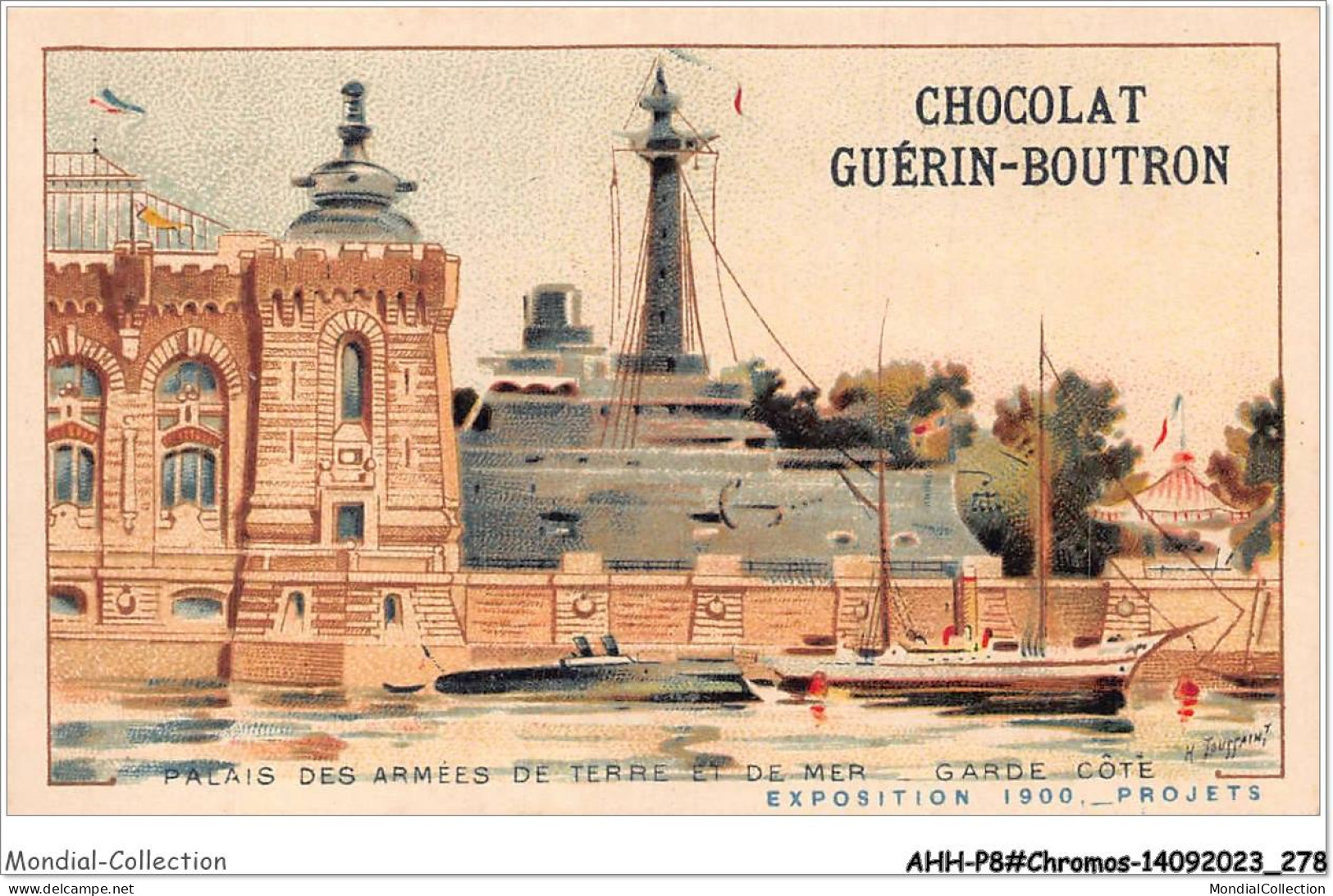 AHHP8-1540 - CHROMOS - CHOCOLAT-GUERIN-BOUTRON - PARIS - Palais Des Armees De Terre Et De Mer -garde Cote - 10,5 X 7cm - Guérin-Boutron