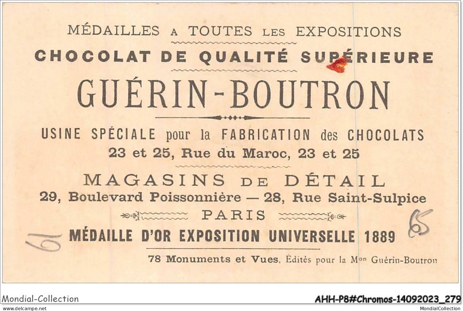 AHHP8-1540 - CHROMOS - CHOCOLAT-GUERIN-BOUTRON - PARIS - Palais Des Armees De Terre Et De Mer -garde Cote - 10,5 X 7cm - Guérin-Boutron