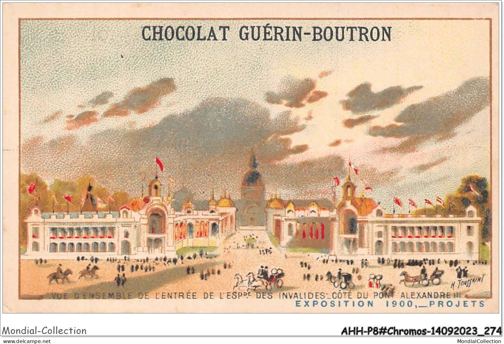 AHHP8-1538 - CHROMOS - CHOCOLAT-GUERIN-BOUTRON - PARIS - Vue D'ensemble De L'entrée De L'espde Des Invalide - 10,5 X 7cm - Guérin-Boutron