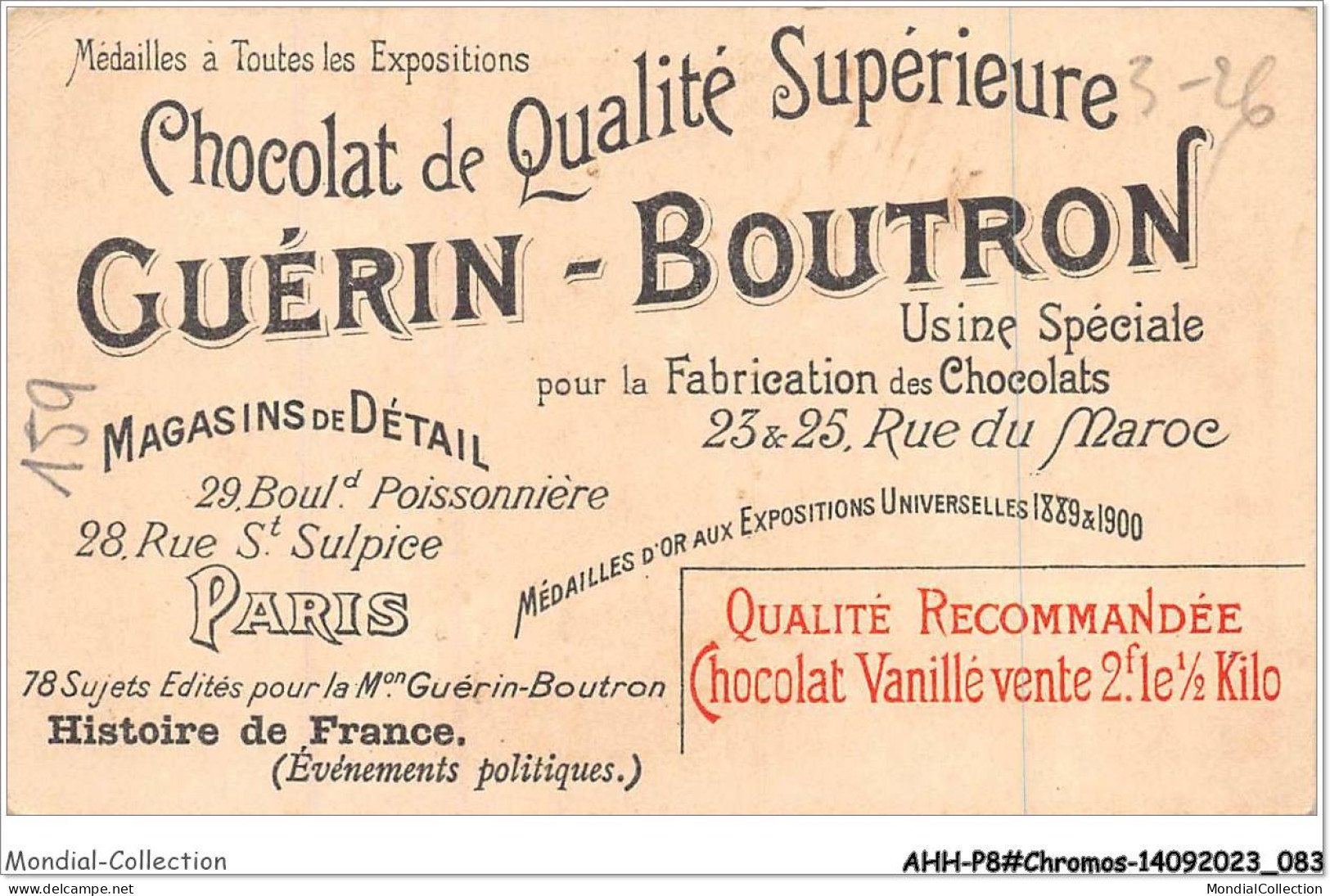 AHHP8-1442 - CHROMOS - CHOCOLAT-GUERIN-BOUTRON - PARIS - Louis Philippe - Attentat Fieschi - 10,5 X 7cm - Guérin-Boutron