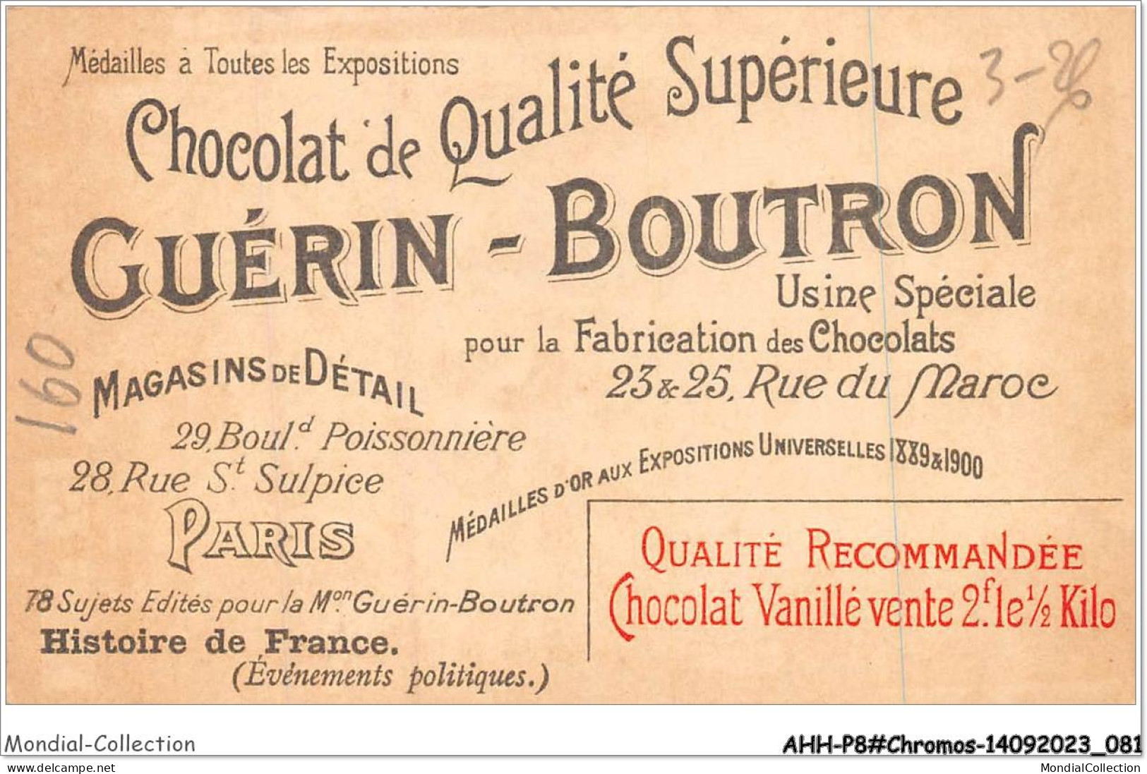 AHHP8-1441 - CHROMOS - CHOCOLAT-GUERIN-BOUTRON - PARIS - Louis XVIII - Retour De L'ile D'elbe - 10,5 X 7cm - Guerin Boutron