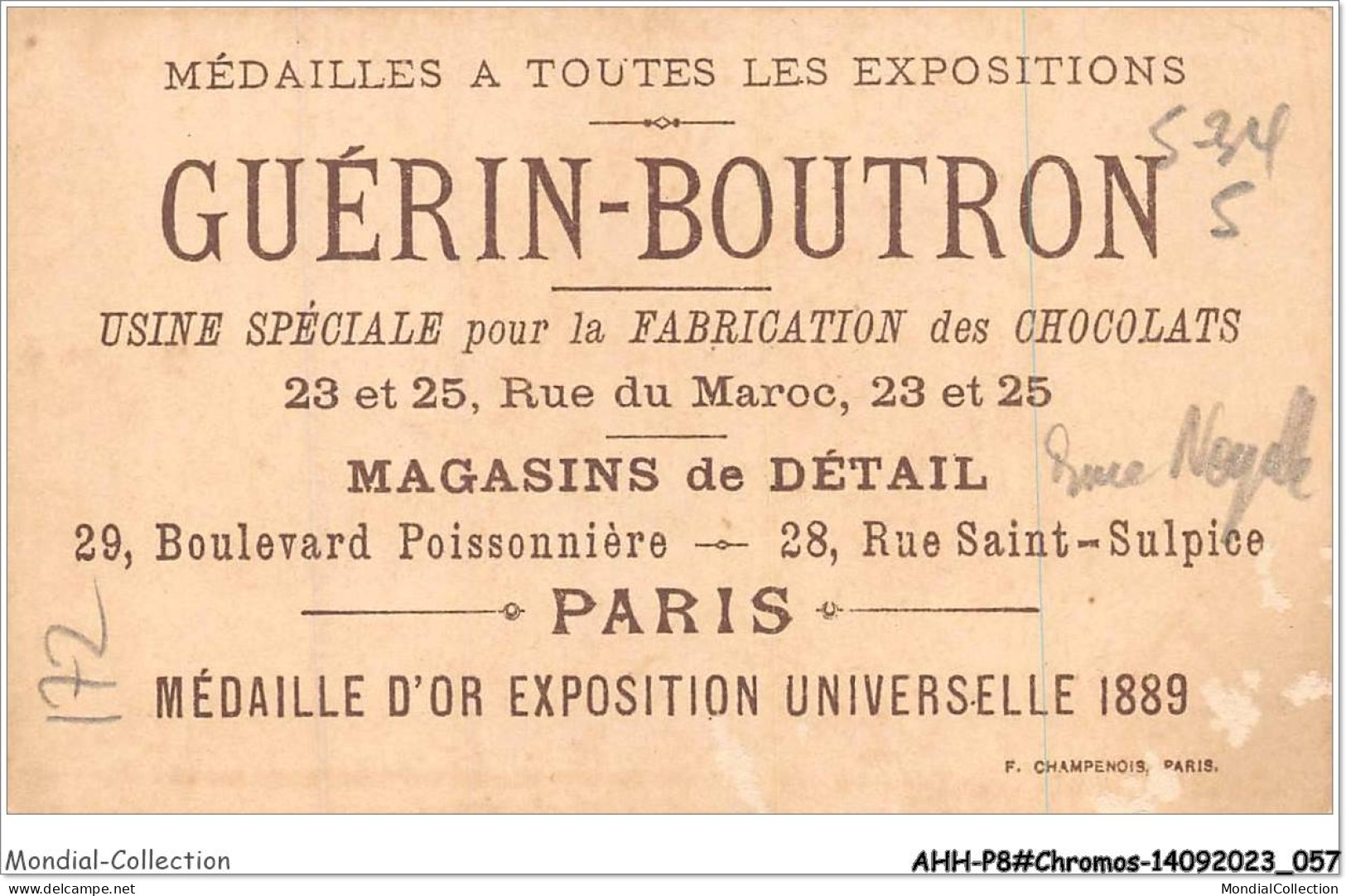 AHHP8-1429 - CHROMOS - CHOCOLAT-GUERIN-BOUTRON - PARIS - Assez - Assez - 10,5 X 7cm - Guérin-Boutron