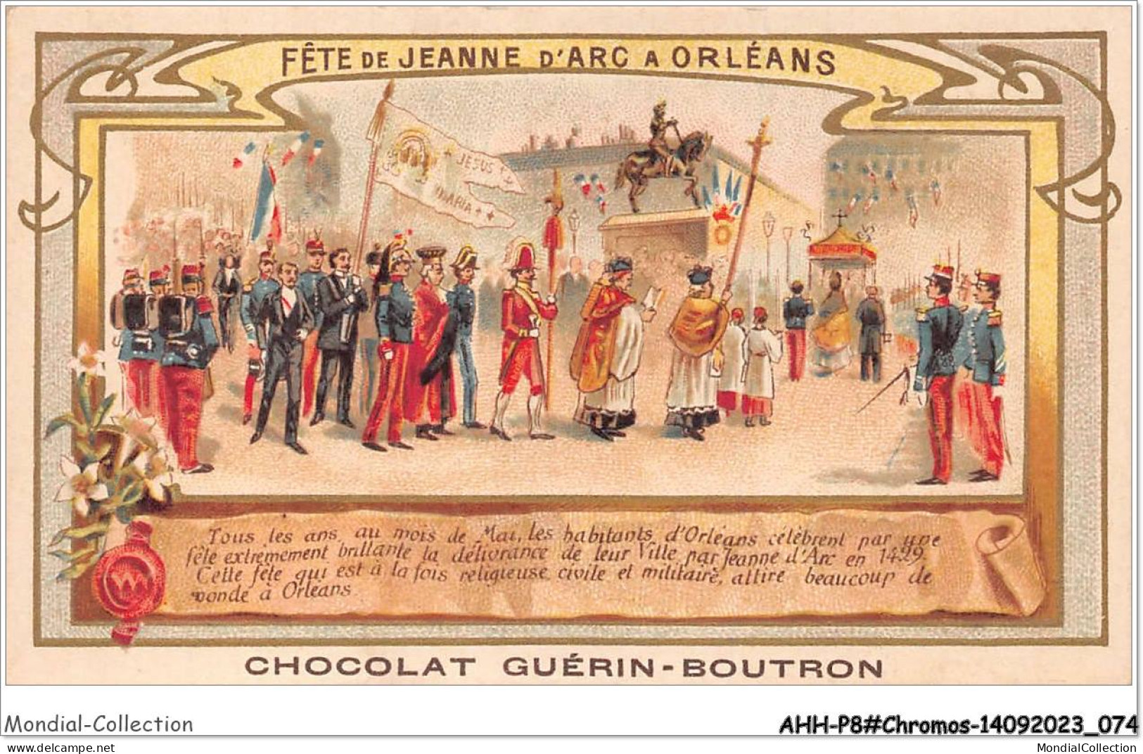 AHHP8-1438 - CHROMOS - CHOCOLAT-GUERIN-BOUTRON - PARIS - Fete De Jeanne D'arc D'orleans - 10,5 X 7cm - Guerin Boutron