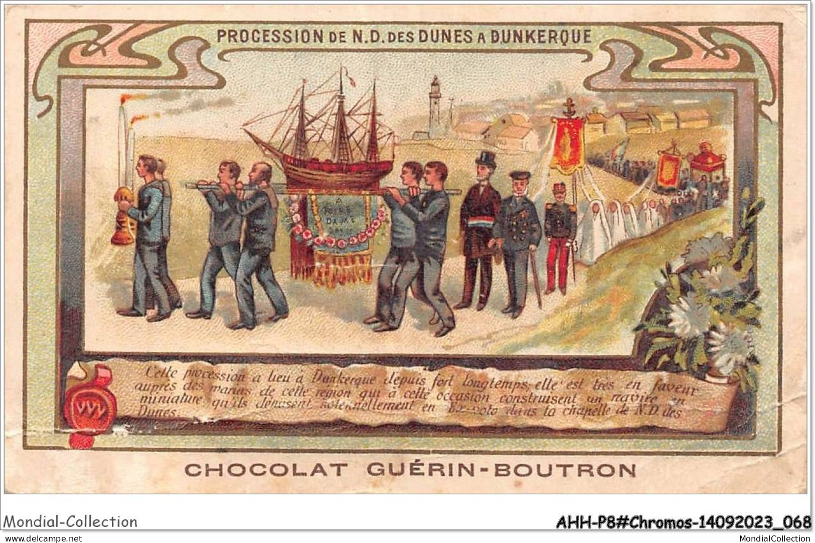 AHHP8-1435 - CHROMOS - CHOCOLAT-GUERIN-BOUTRON - PARIS - Procession De ND Des Dunes A Dunkerque - 10,5 X 7cm - Guerin Boutron