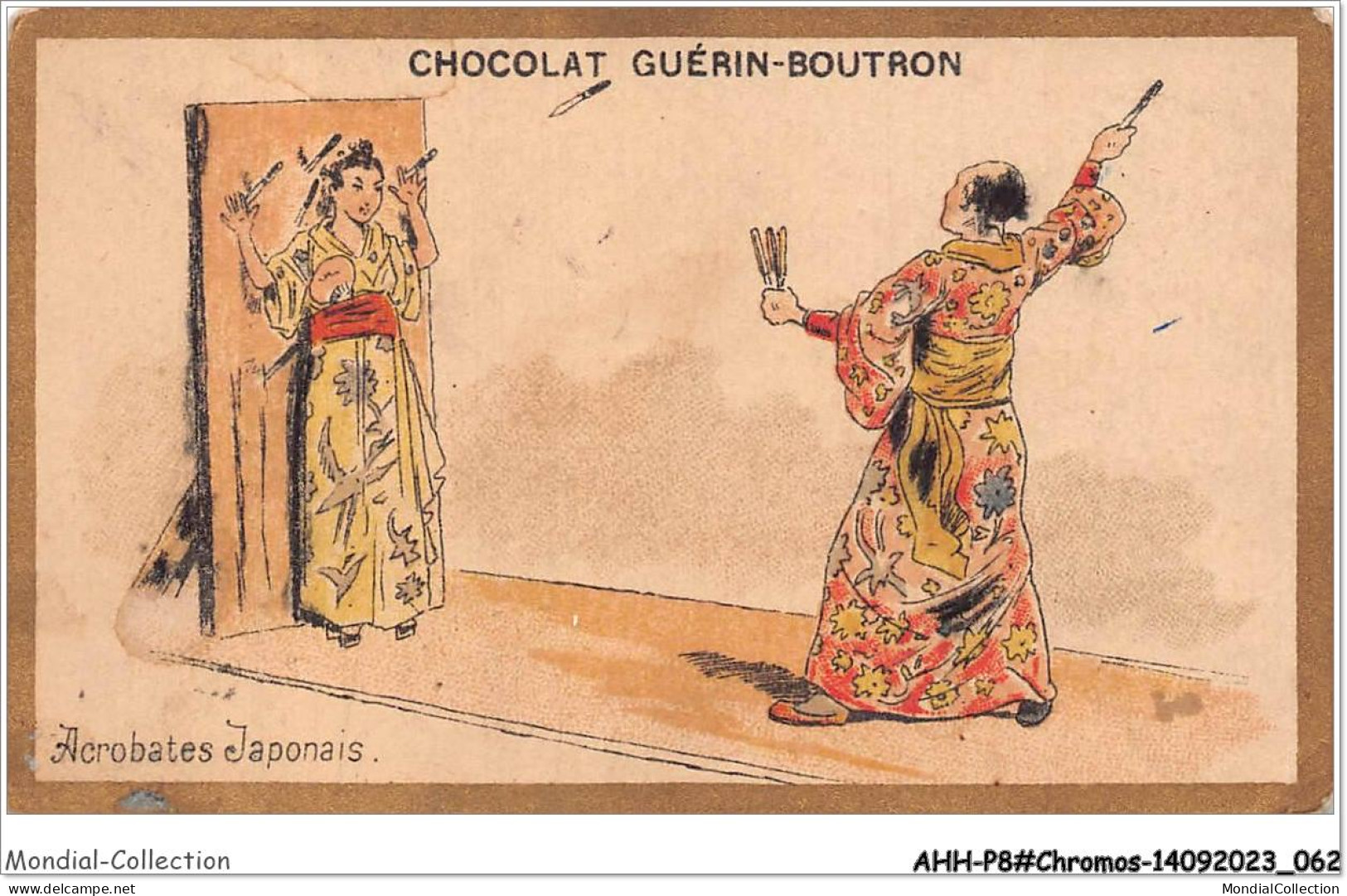 AHHP8-1432 - CHROMOS - CHOCOLAT-GUERIN-BOUTRON - PARIS - Acrobates Japonais - 10,5 X 7cm - Guerin Boutron