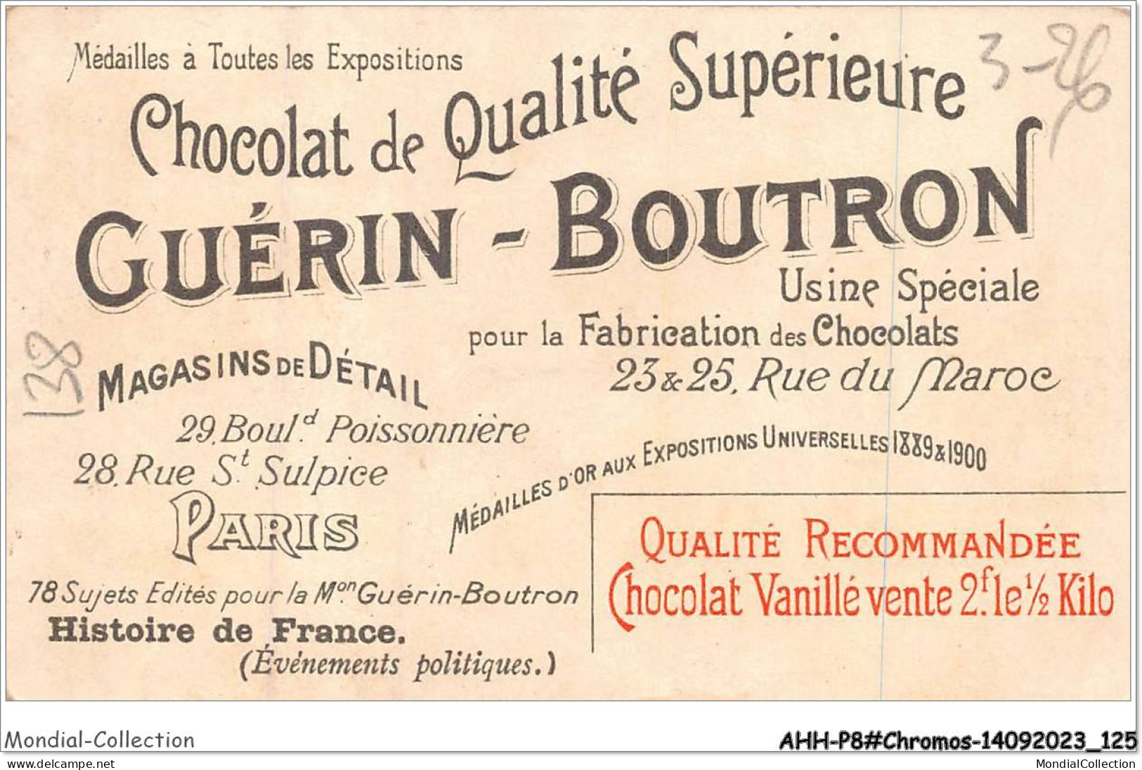 AHHP8-1463 - CHROMOS - CHOCOLAT-GUERIN-BOUTRON - PARIS - Philippe Le Bel  Execution Des Templiers - 10,5 X 7cm - Guérin-Boutron