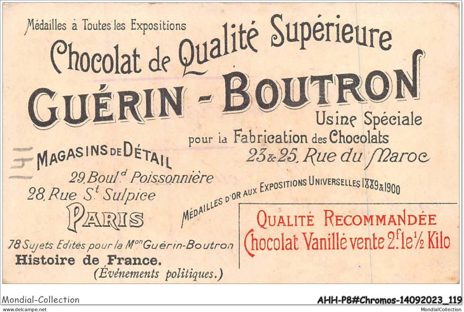 AHHP8-1460 - CHROMOS - CHOCOLAT-GUERIN-BOUTRON - PARIS - Charlemagne - L'empereur Visite Les Ecoles - 10,5 X 7cm - Guerin Boutron