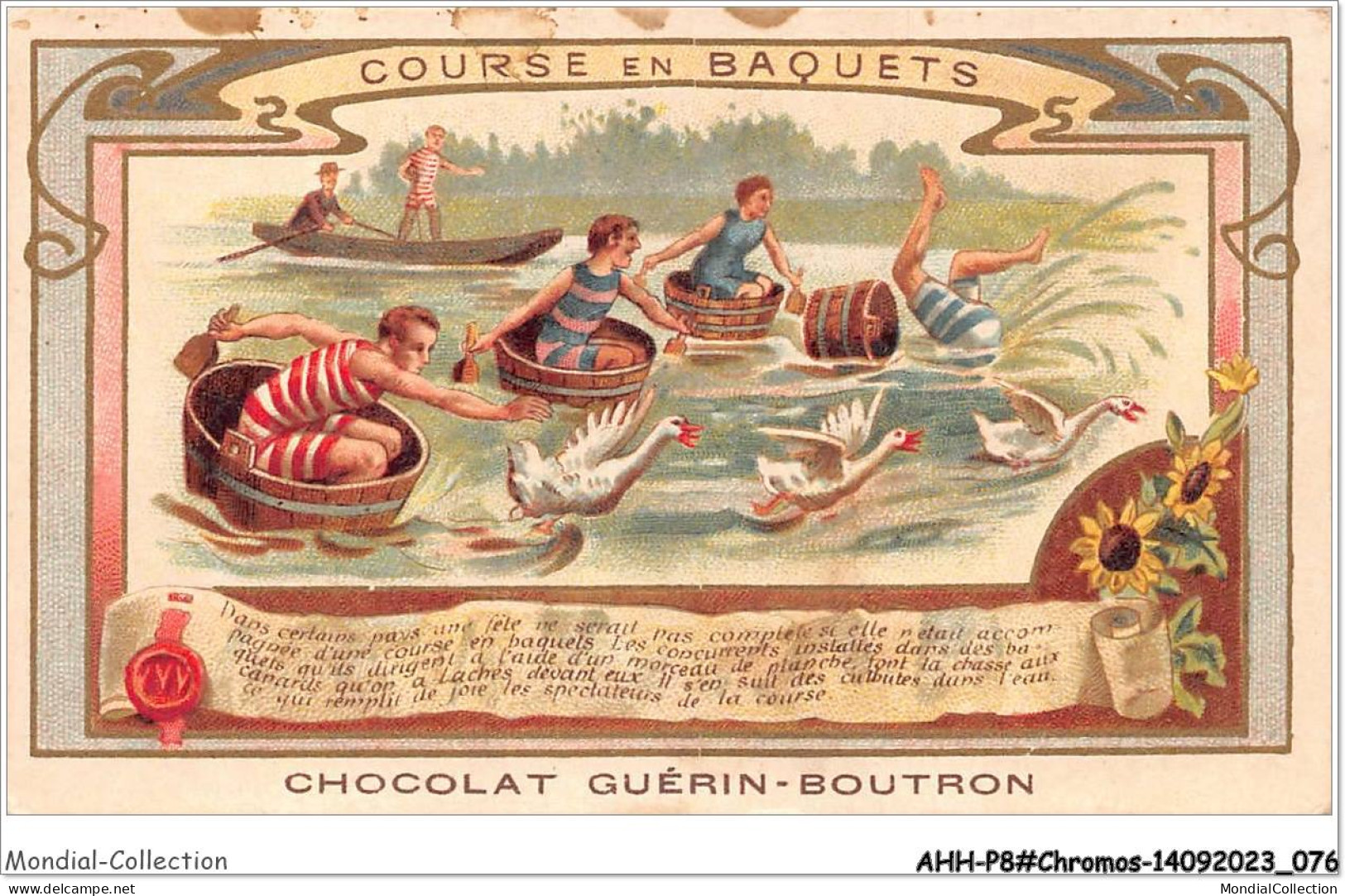 AHHP8-1439 - CHROMOS - CHOCOLAT-GUERIN-BOUTRON - PARIS - Course En Baquets - 10,5 X 7cm - Guérin-Boutron