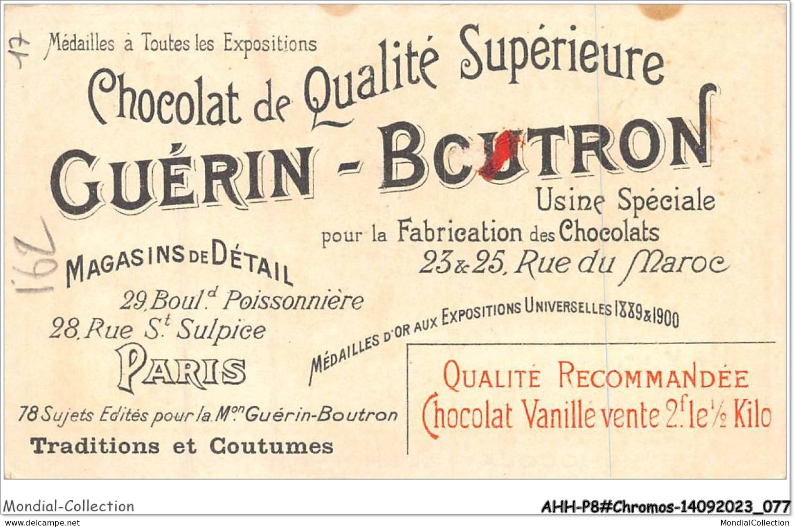 AHHP8-1439 - CHROMOS - CHOCOLAT-GUERIN-BOUTRON - PARIS - Course En Baquets - 10,5 X 7cm - Guerin Boutron