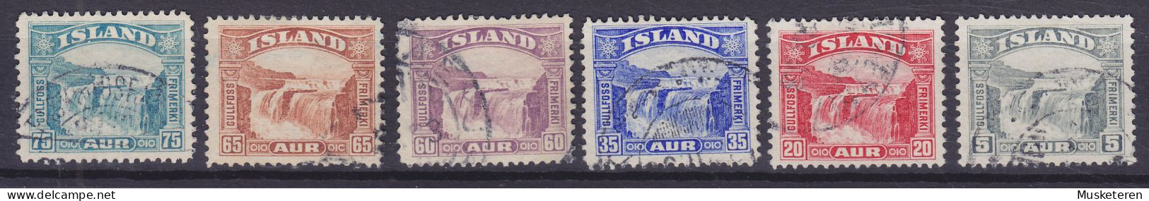 Iceland 1931 Mi. 150-55 Gullfoss-Wasserfall Waterfall Complete Set (o) - Oblitérés