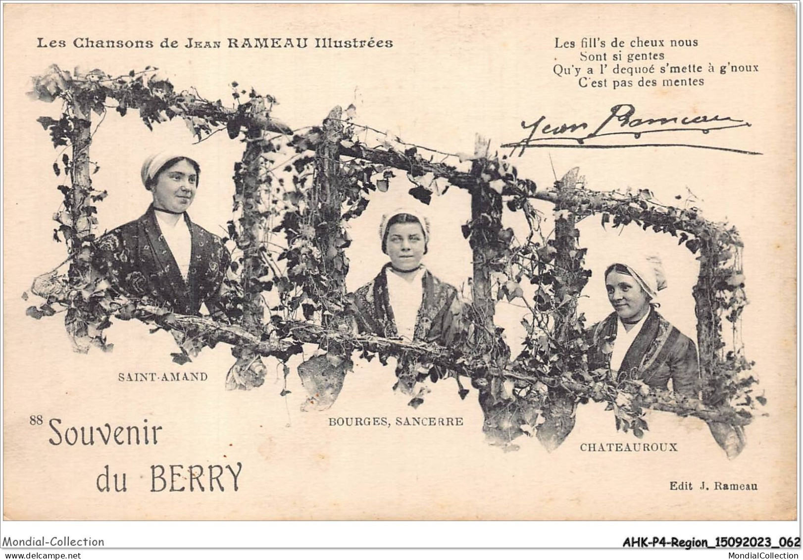 AHKP4-0284 - REGION - CENTRE VAL DE LOIRE - Les Chansons De Jean RAMEAU Illustrées - Souvenir Du Berry - Centre-Val De Loire