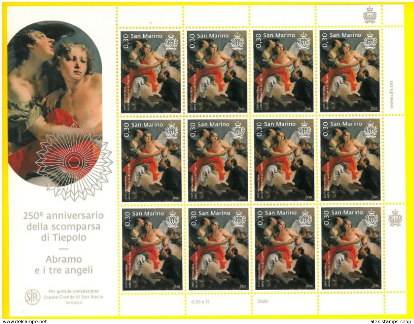 SAN MARINO 2020 N.2 MINIFOGLI 250° Anniversary GIAMBATTISTA TIEPOLO Pittore - Blocks & Sheetlets