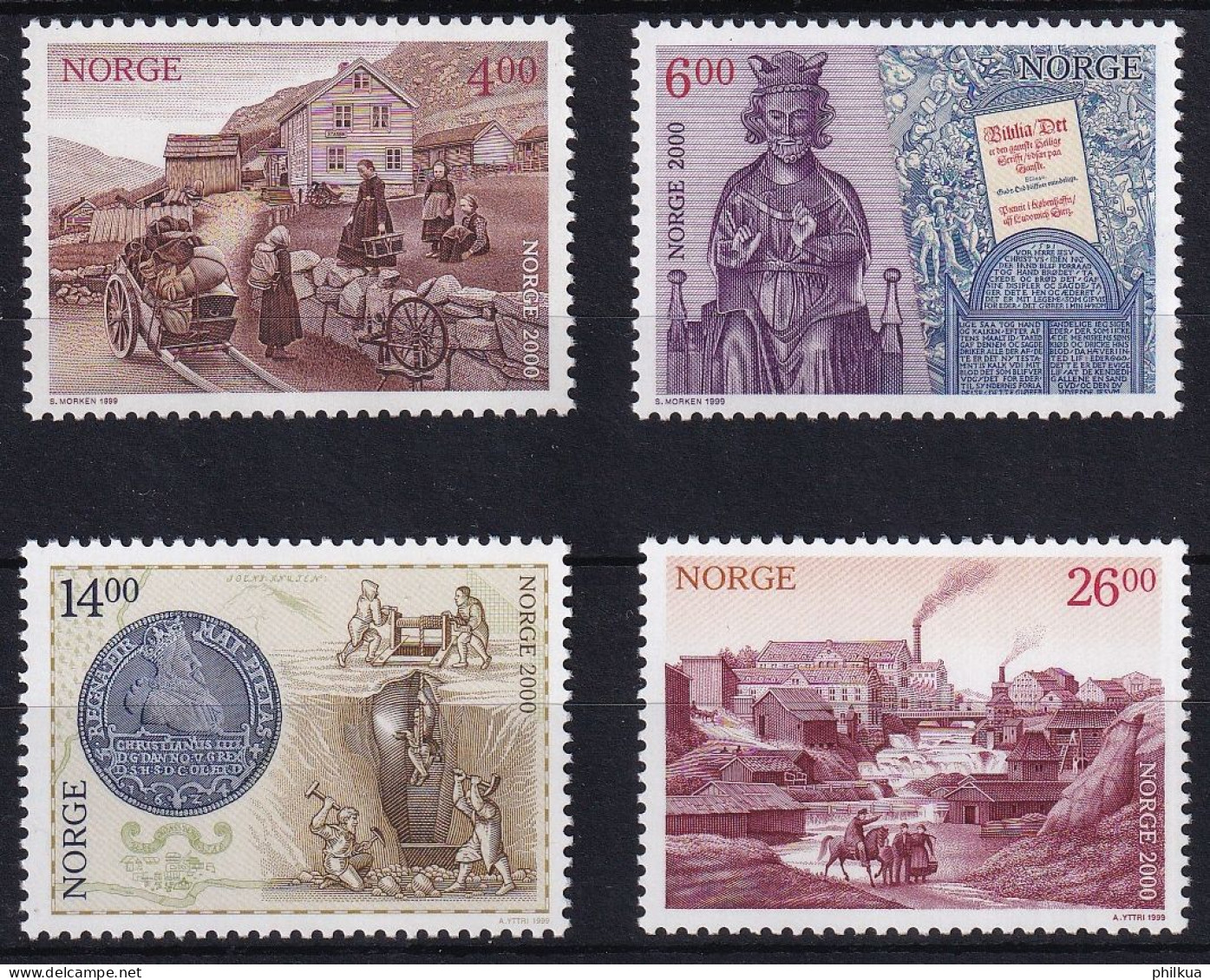 MiNr. 1313 - 1316 Norwegen 1999, 11. Juni. Jahrtausendwende (I): Geschichtlicher Rückblick - Postfrisch/**/MNH - Ongebruikt