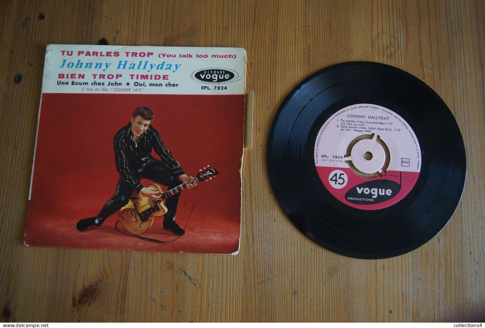 JOHNNY HALLYDAY TU PARLES TROP EP   1961 VARIANTE  LANGUETTE VALEUR+ - 45 T - Maxi-Single