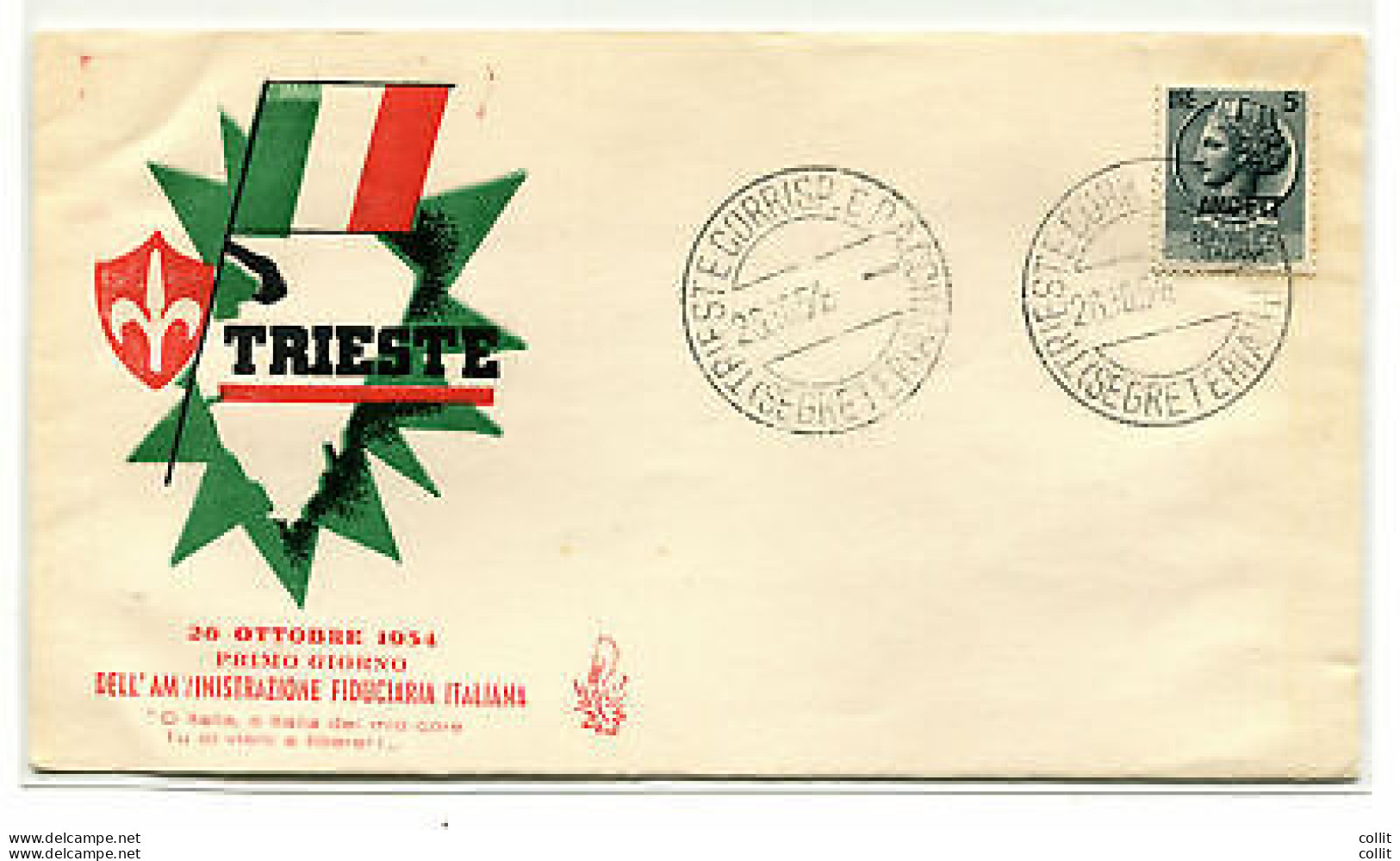 Trieste A FDC Venetia 1954 Primo Giorno Amm Italiana  Non Viaggiata - Storia Postale