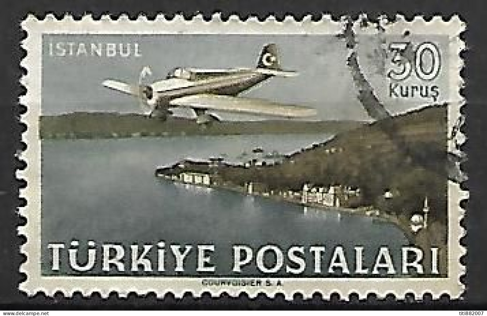 TURQUIE    -    Aéros   - 1949.   Y&T N° 14  Oblitéré.  Avion - Corréo Aéreo