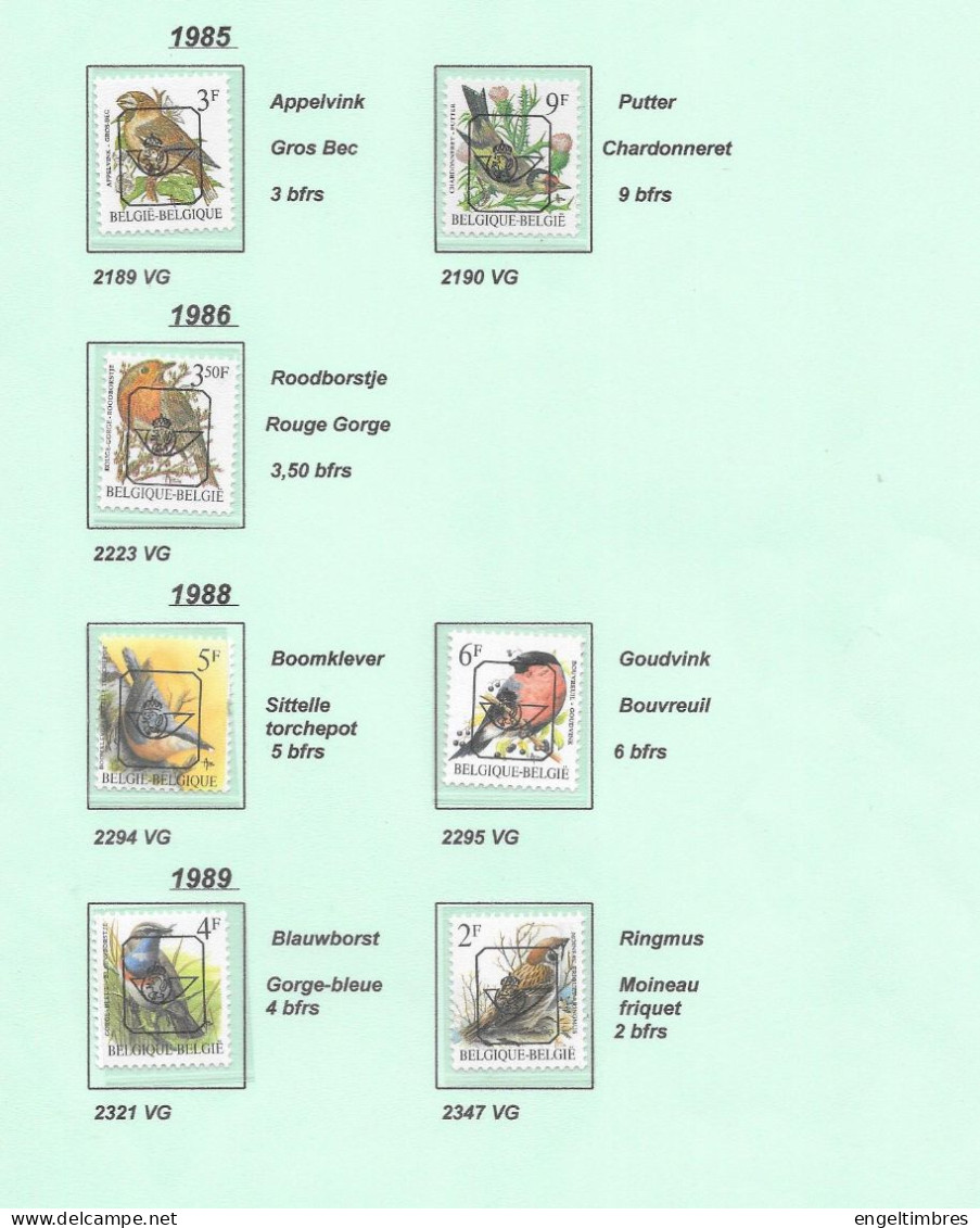 Belgium1985/86/88/89/90/91/92/93/94/95/96  BUZIN Birds  Preos   30 Stamps In Total (scans) - Typos 1986-96 (Oiseaux)