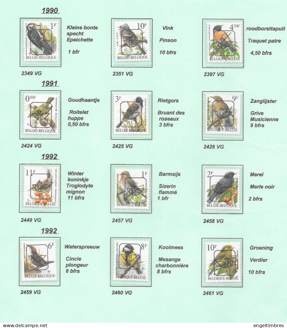 Belgium1985/86/88/89/90/91/92/93/94/95/96  BUZIN Birds  Preos   30 Stamps In Total (scans) - Typografisch 1986-96 (Vogels)