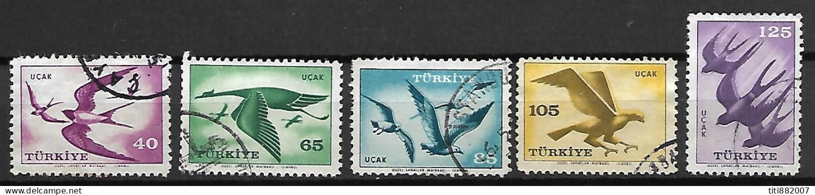TURQUIE    -    Aéros   - 1959.   Y&T N° 39 à 43  Oblitérés.  Oiseaux En Vol - Luchtpost