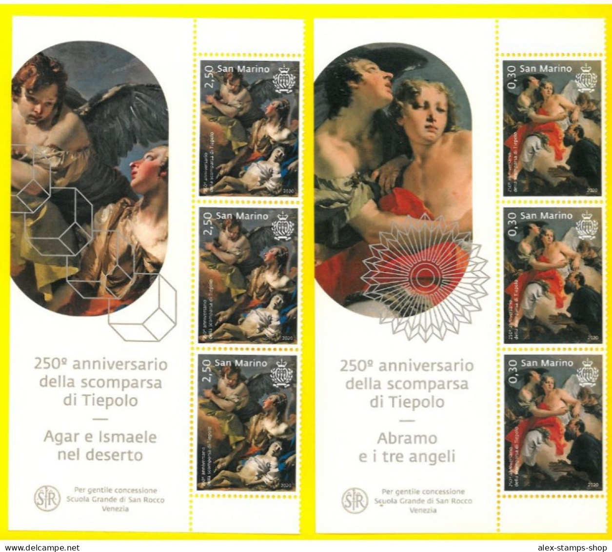 SAN MARINO 2020 BANDELLE 250° Anniversary GIAMBATTISTA TIEPOLO Pittore + 3 Val - Blocks & Sheetlets